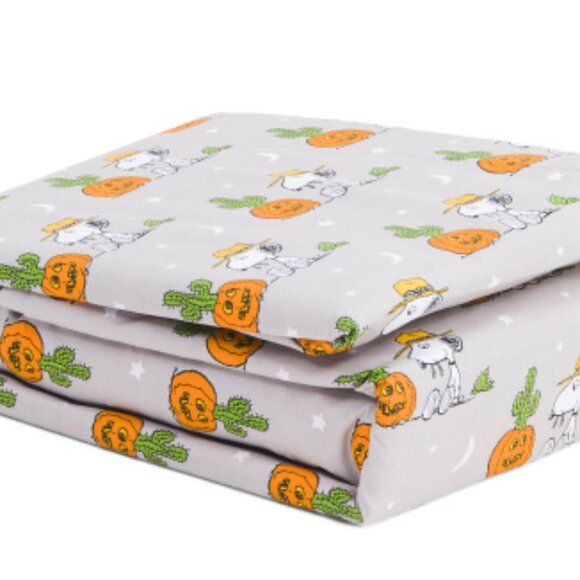 Snoopy Peanuts Halloween King Size Sheet Set - Pumpkin Cactus - Picture 2 of 2